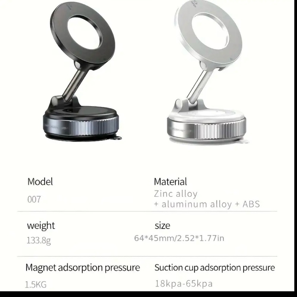 Magnetic Car Phone Mount Holder - Model 007 White Adjustable Stand - Picture 2 of 7
